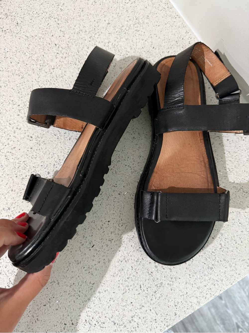 Madewell Black Leather Platform Buckle Sandals - Picture 3 of 4